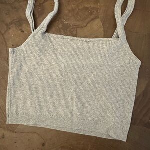Gray Ribbed Women's Top